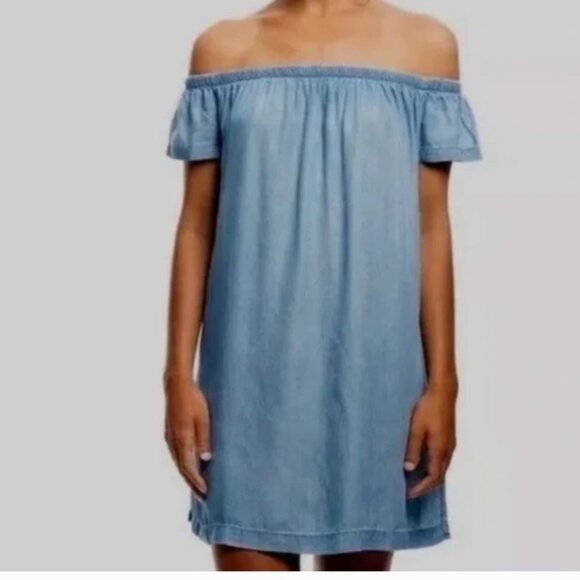 ANTHROPOLOGIE, CLOTH & STONE SUPER SOFT CHAMBRAY DENIM DRESS SZ MED, NWOT - Picture 1 of 5